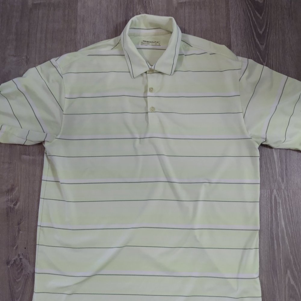 Men's Nike Golf Polo Shirt Dri-Fit Size Large Yellow Striped